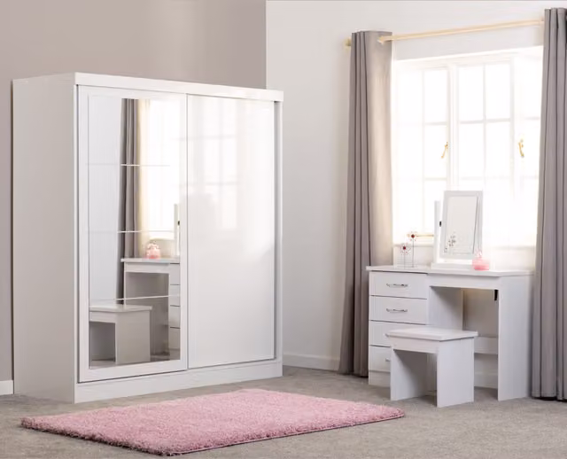 Nevada 2 Door Sliding Wardrobe in Grey and White Gloss