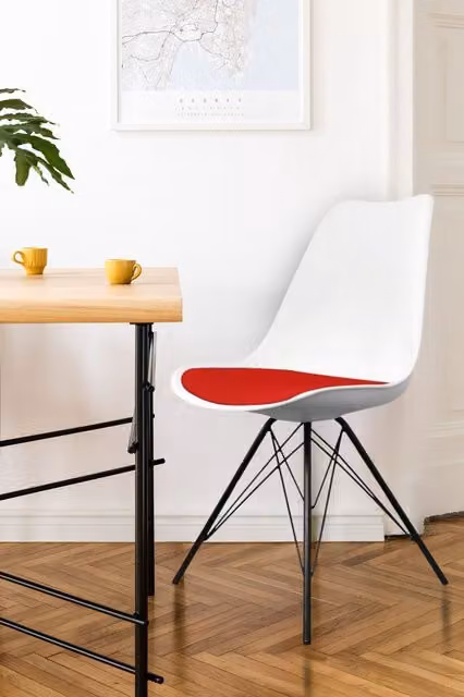 Fusion Living Soho Red Plastic Dining Chair with Black Metal Legs