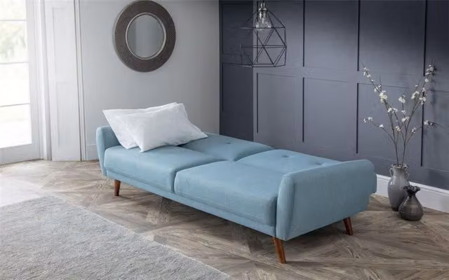 Ashfield Blue Linen Fabric Scandinavian Click Clack Sofa Bed