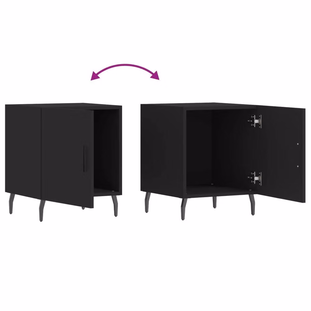 Berkfield Home Set of 2 Modern Black Bedside Cabinets with Media Compartments, W/D/H: 40 x 40 x 50 cm – 7