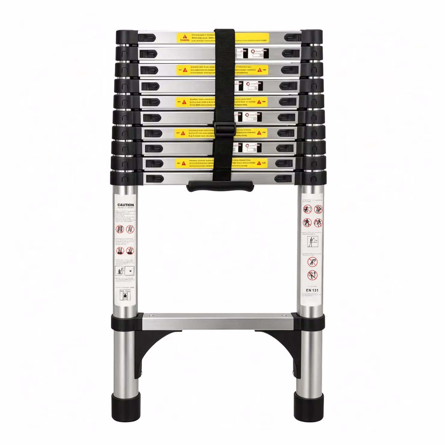 Alivio Heavy-Duty 3.2m Telescopic Extendable Collapsible Aluminium Ladder in Silver with 150kg Capacity – 2