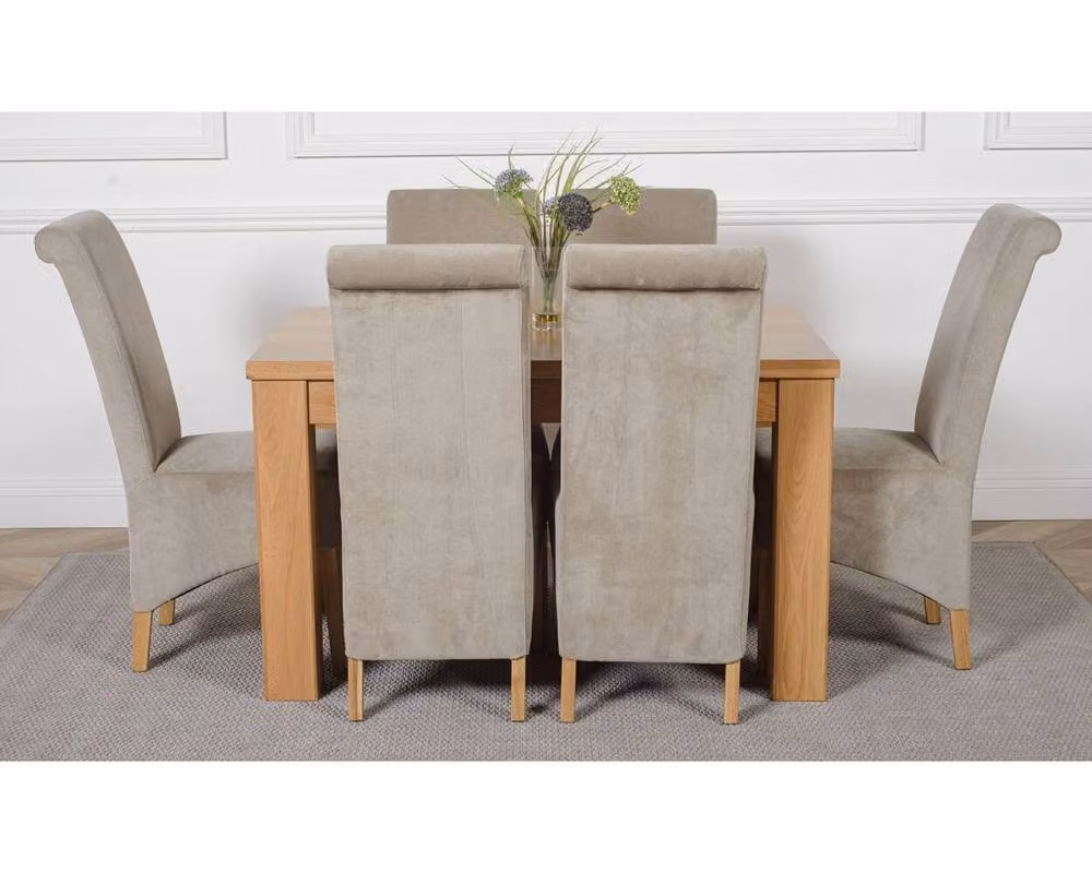 Thats Furniture Dakota Oak Dining Table and 6 Montana Grey Fabric Chairs Set, W: 127 cm, D: 82 cm, H: 77 cm – 3