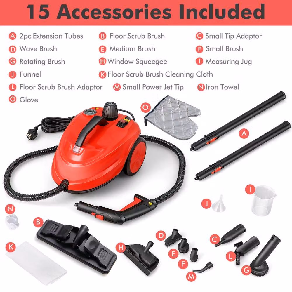 Costway 2000W High Pressure Steam Cleaner in Red – 5