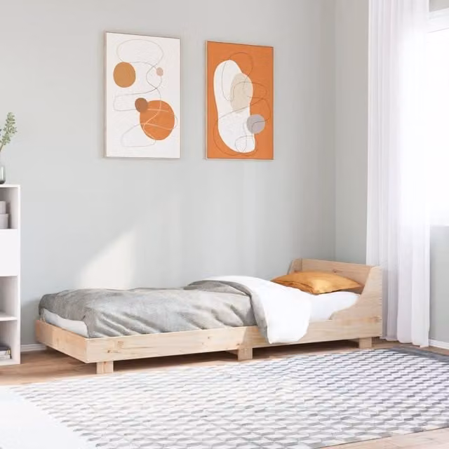 Berkfield Home Single Solid Wood Pine Bed Frame in Brown, W/D/H: 90 x 190 cm