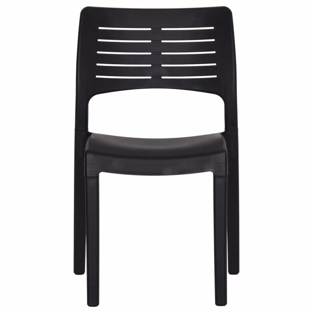 Berkfield Home Set of 2 Anthracite and Black Polypropylene Garden Chairs – 4