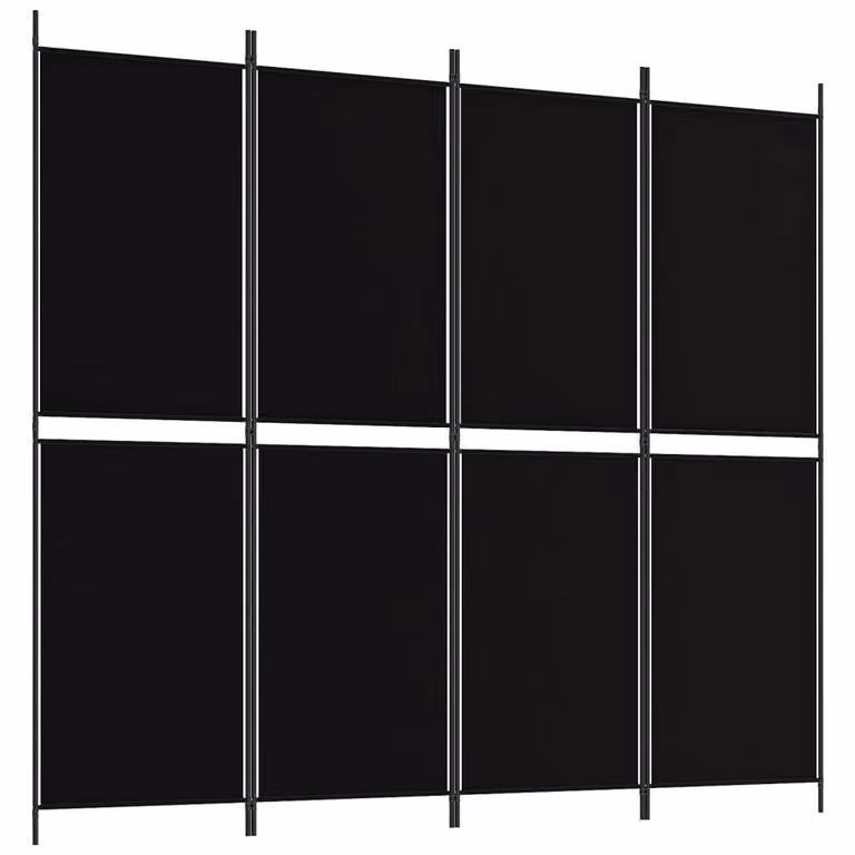 Berkfield Home 4-Panel Black Fabric Room Divider, H 180 cm x W 180 cm