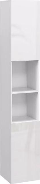 Kleankin HOMCOM Modern Glossy White Freestanding Bathroom Cabinet with LED Lighting and Internal Shelves – 1