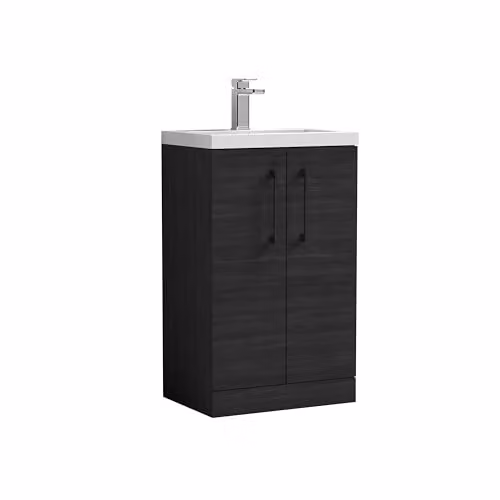 Balterley Modern Freestanding Bathroom Vanity Unit with Basin and LED Lighting in Matt Black, W/D/H: 51 x 36 x 84 cm – 6