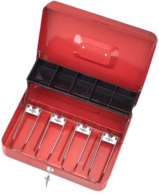 Spetlek Red Heavy Duty Steel Cash Box Security Money Storage with Lid