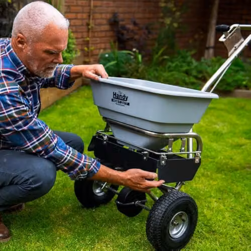 The Handy Heavy Duty Easy Build Salt Garden Spreader, 32kg Capacity, Stainless Steel, Silver/Grey – 5