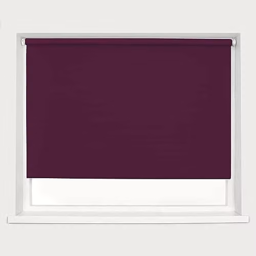 Caecus Purple Blackout Roller Blind with Thermal and UV Protection, Width: 150 cm, Drop: 160 cm