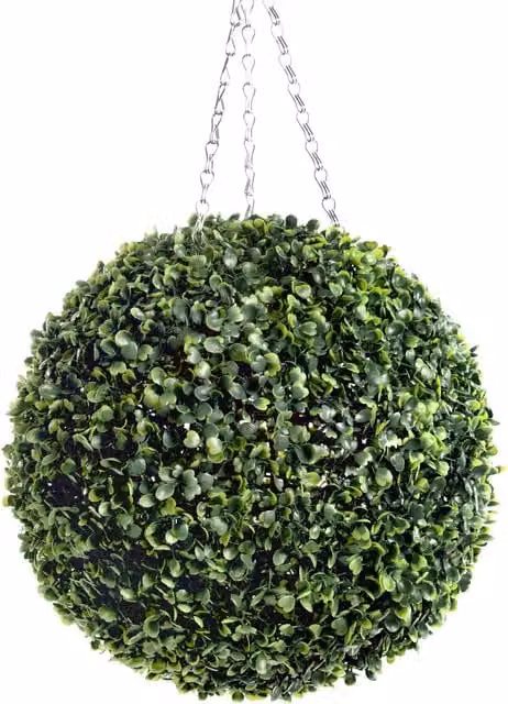 Best Artificial Green Boxwood Buxus Grass Hanging Basket Topiary Ball, Diameter: 28 cm