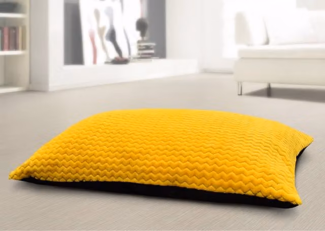Velosso Plush Rectangular Modern Yellow Cushion with Non-Slip Base