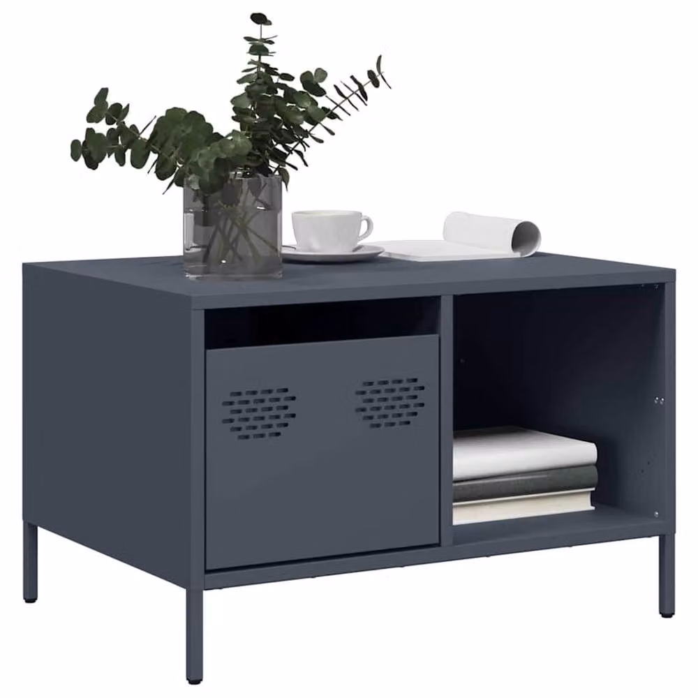 Berkfield Home Anthracite Coffee Table in Dark Grey Metal, W: 68.5 cm, D: 50 cm, H: 43.5 cm – 2
