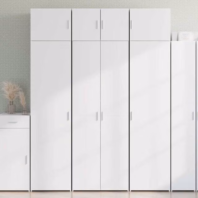 Berkfield Home Freestanding Storage Cabinet in White, W/D/H: 70 x 42.5 x 225 cm