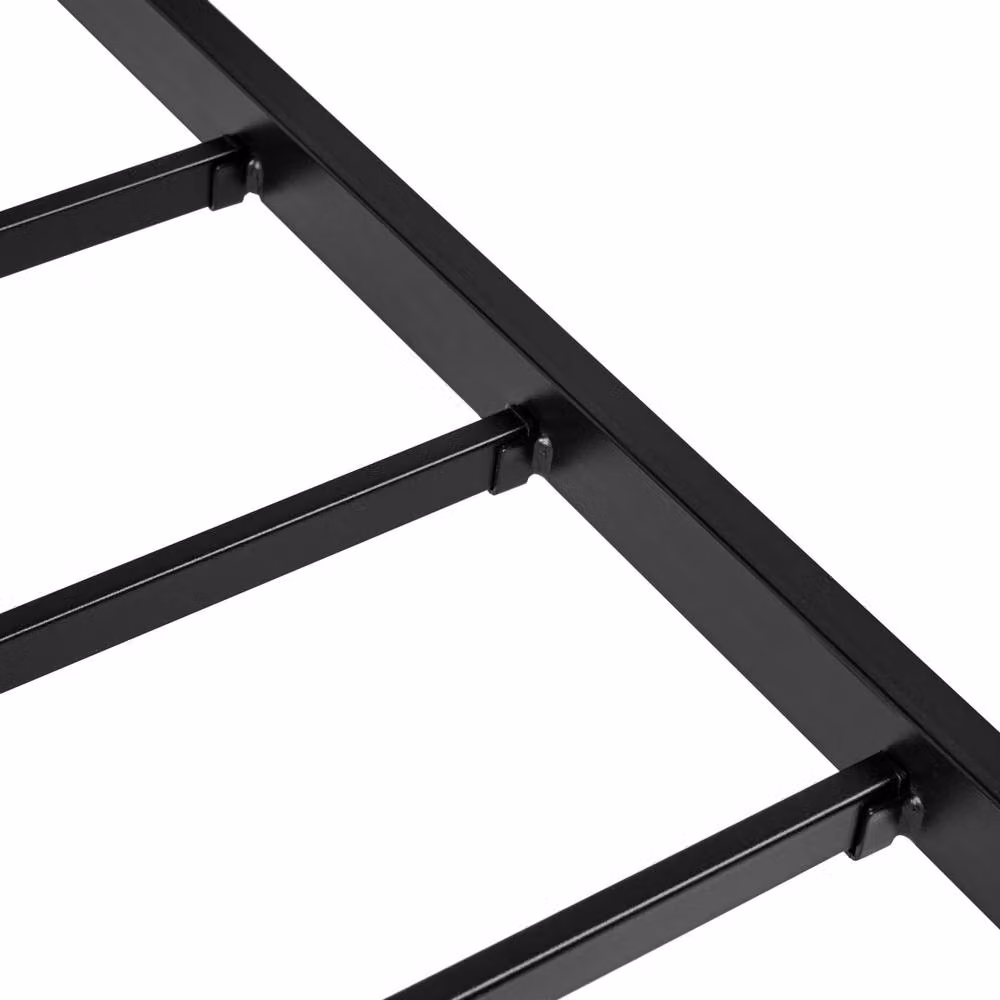 Wyld and Coco Industrial Black Metal Bed with Fabric Headboard, Double 4ft6 – 3
