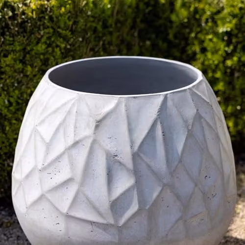 Primrose Geometric Pattern Effect Concrete Planter in Grey, Beige or White, Height: 50 cm – 3