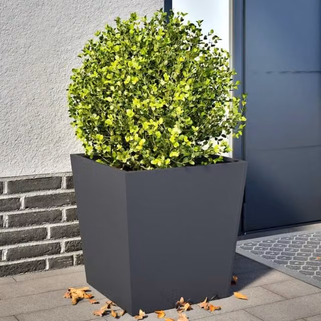 Berkfield Home Garden Steel Planter Tubs, Anthracite and Black, 2 Pack, W/D/H: 50 x 50 x 50 cm