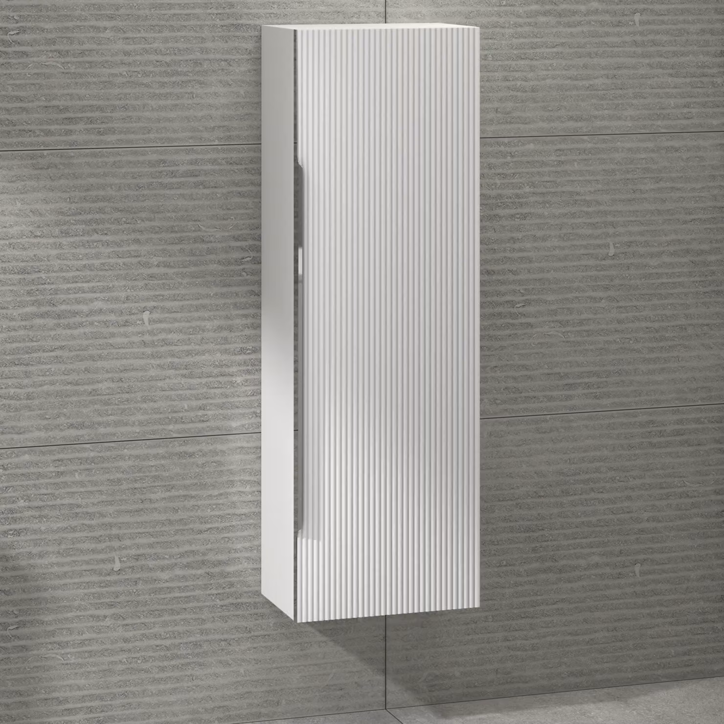 Royal Bathrooms Evora Matt White Single Door Wall Hung Tall Unit, H 120 cm x W 40 cm x D 40 cm
