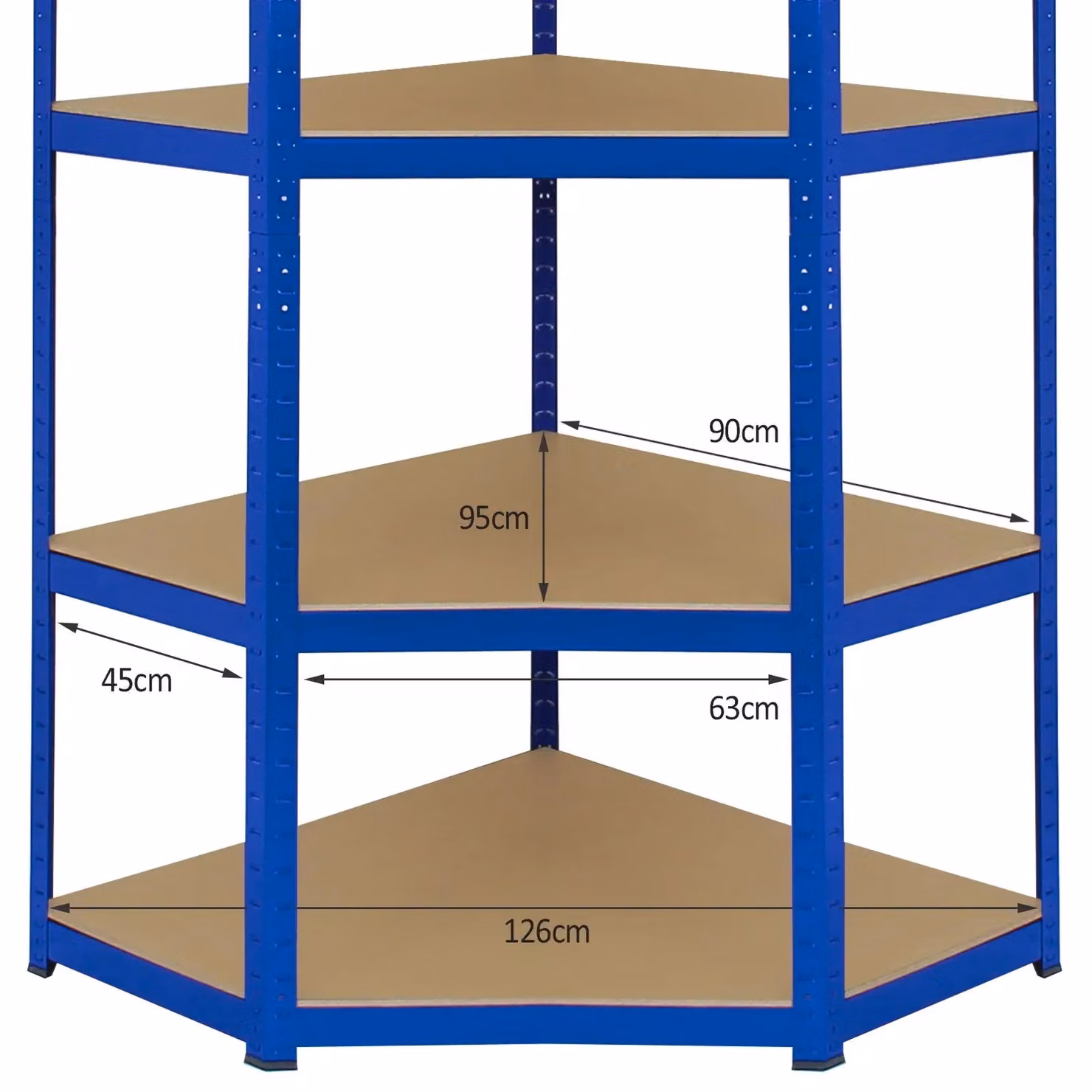 Monstershop T-Rax Corner Storage Shelf Unit, Blue, W/D/H: 90 x 45 x 180 cm – 4