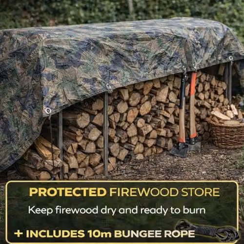 SolaDirect Multicolour Camouflage Tarpaulin with Aluminium Eyelets and Bungee Rope – 4
