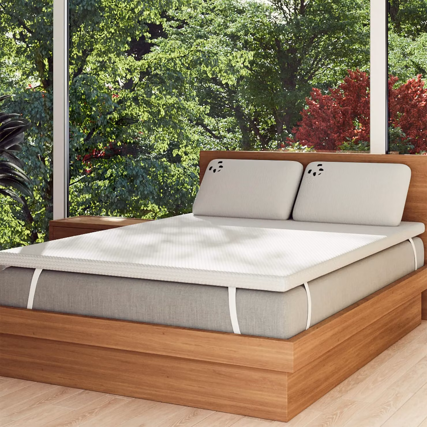 Panda London Memory Foam Bamboo Mattress Topper in White, EU Double – 5