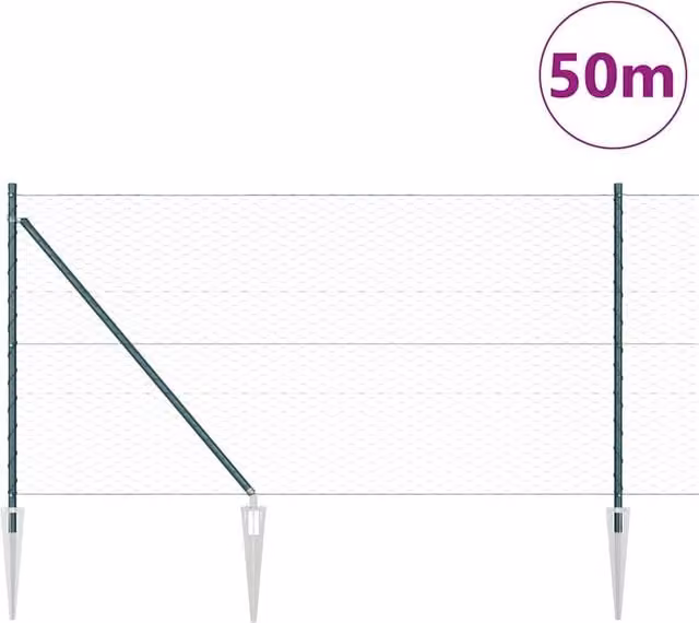 Berkfield Home Green Steel Hexagon Fence, 1 x 50 m