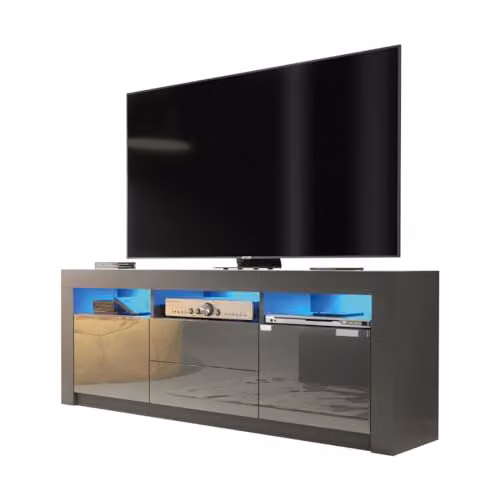 Mex Furniture LTD Modern TV Unit with Glossy Doors in Dark Grey, W/D/H: 160 x 35 x 60 cm – 7