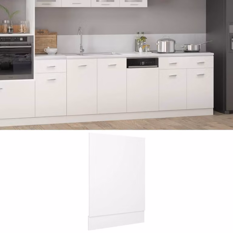Berkfield Home Durable Dishwasher Panel in White, Engineered Wood, W/D/H: 45 x 3 x 67 cm
