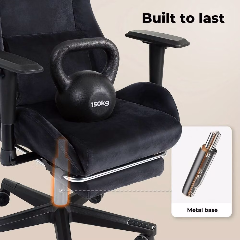 VOGREX Black Microfibre Adjustable Reclining Gaming Office Chair with Headrest and 360 Degree Swivel – 3
