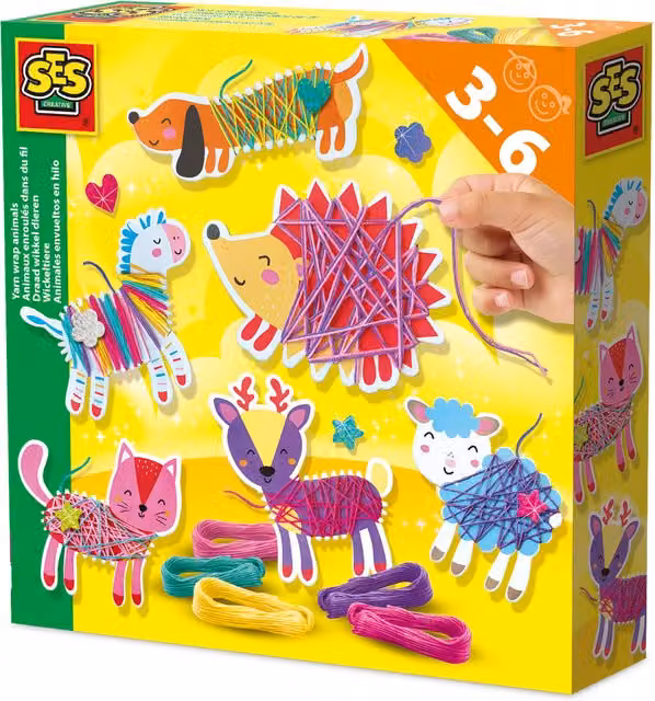 SES Yarn Wrap Animals Multicolour and White Creative Craft Kit