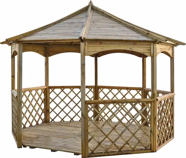 Rowlinson Buckingham Wooden Gazebo in Natural Brown