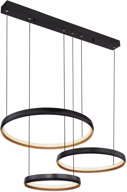 Netlighting Halli Pendant Light in Black and Gold, Dimmable LED with Remote Control and Height Adjustment