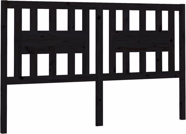 Berkfield Home Black Rustic Solid Pine Wood Headboard W/D/H: 126 x 4 x 100 cm – 1