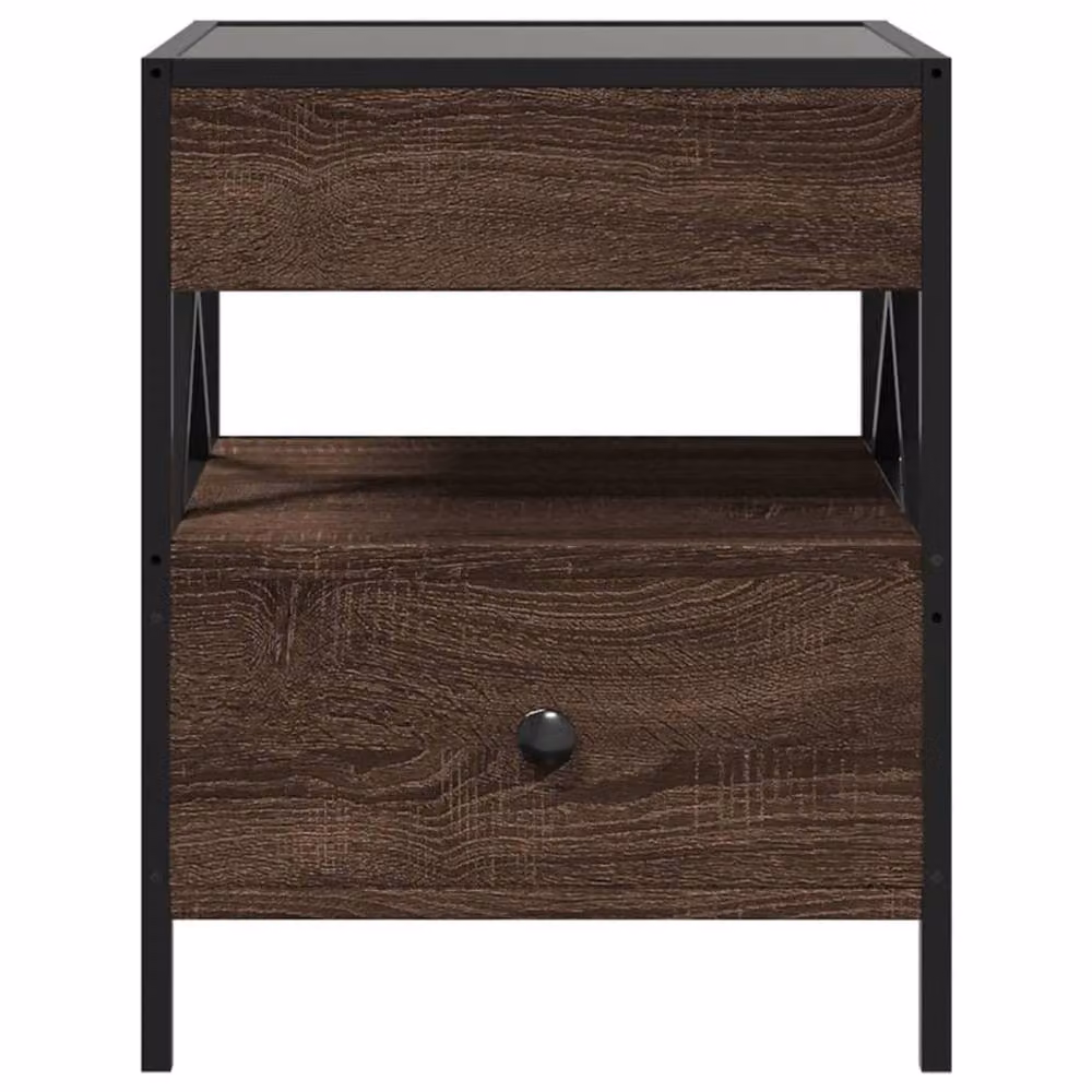 Berkfield Home Infinity LED Decorative Coffee Table in Brown Oak, W/D/H: 40 x 40 x 51 cm – 5