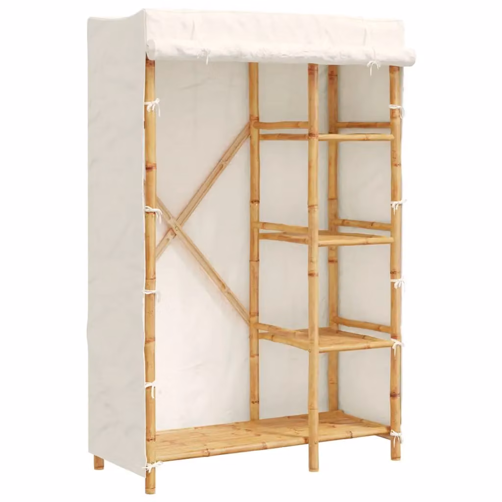 Berkfield Home Bamboo Wardrobe in Brown, W/D/H: 110 x 45 x 170 cm – 2