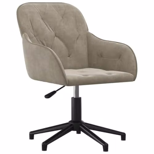 vidaXL Modern Velvet Task Chair in Grey with Armrests and 360 Degree Swivel, W/D/H: 56 x 61.5 x 72 cm – 1