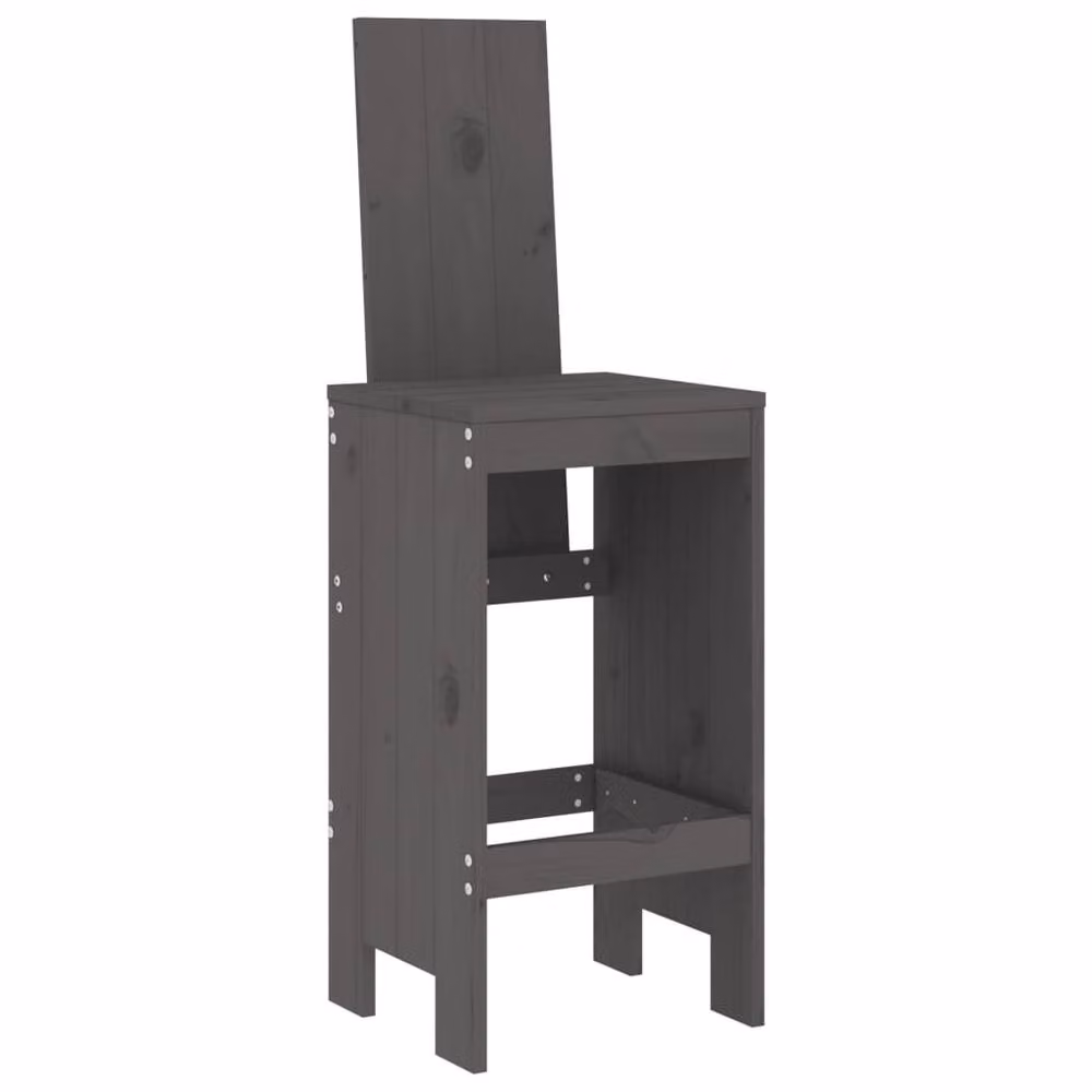 Berkfield Home Beautiful 5 Piece Grey Solid Wood Pine Garden Bar Set – 3