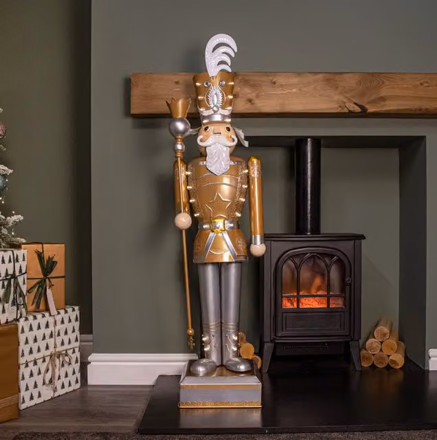 Samuel Alexander Gold Nutcracker Christmas Decoration with LED Lights, Height: 120 cm – 1
