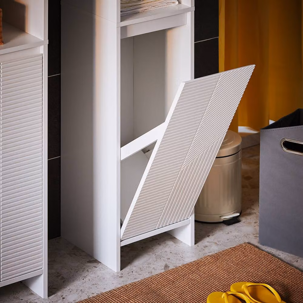 SoBuy Modern Slim Tall Bathroom and Hallway Cabinet in White with Internal Shelves and Hinged Doors – 6