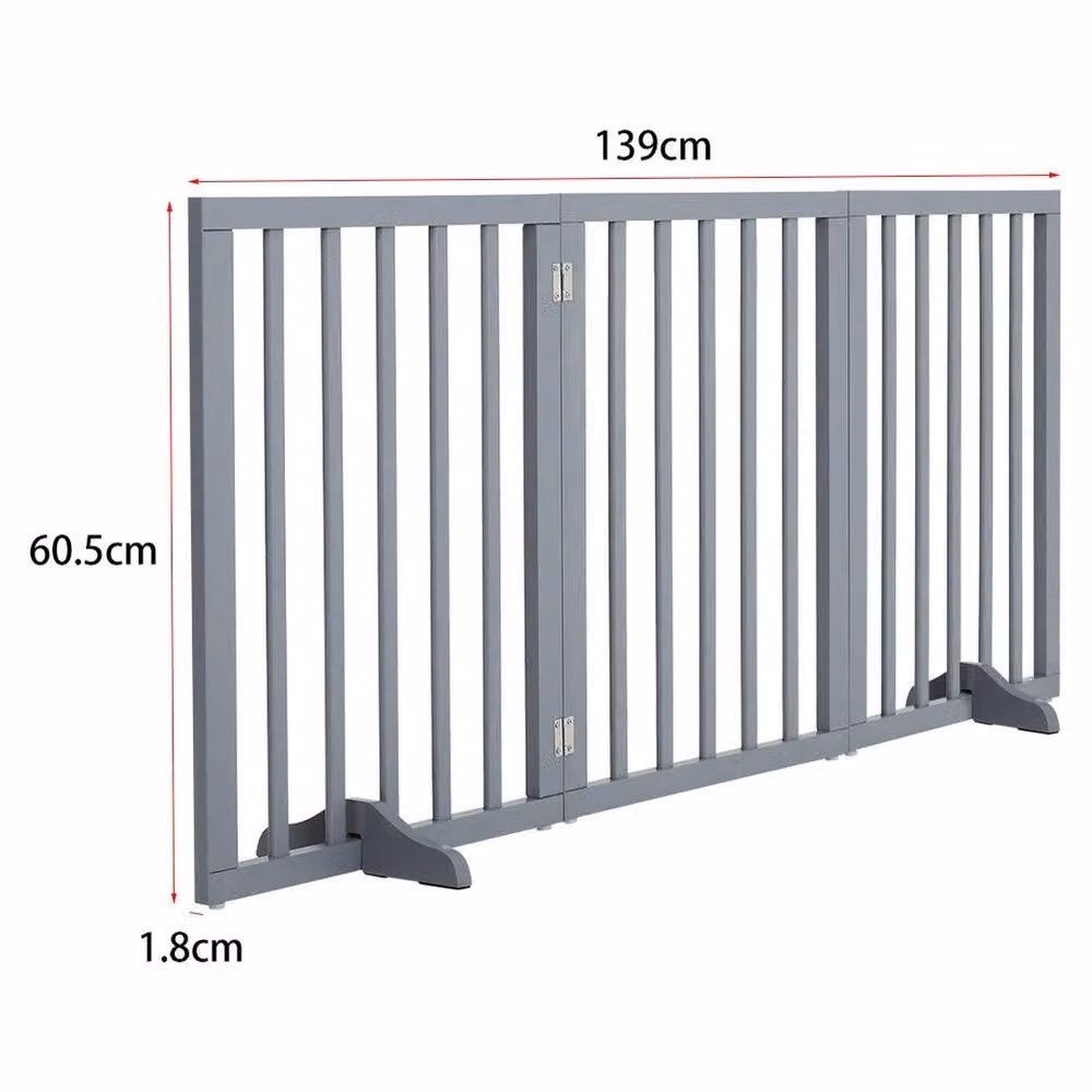 EONLION Grey Lacquered Wooden Folding Pet Safety Gate and Dog Fence Barrier – 2