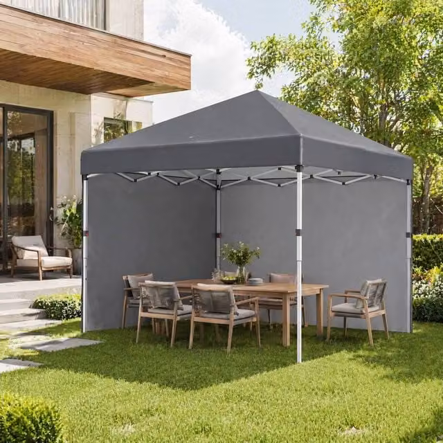STILVORA Pop-Up Gazebo with 2 Sidewalls in Grey, W/D/H: 300 x 300 x 288 cm – 1
