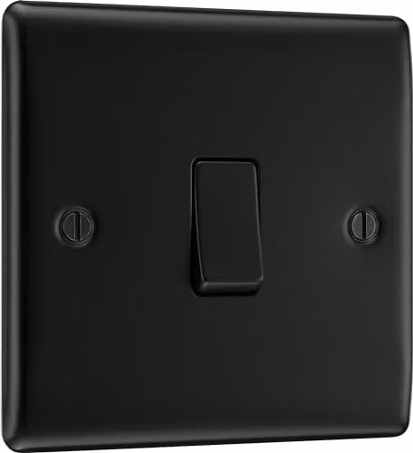 BG Electrical Nexus Metal Two Way Single Wall Light Switch, Matt Black, NFB12