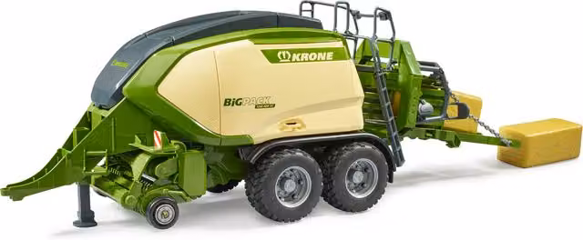Bruder Krone BiG Pack 1290 HDP VC Vehicle and Playset Model with 2 Hay Bales, Green