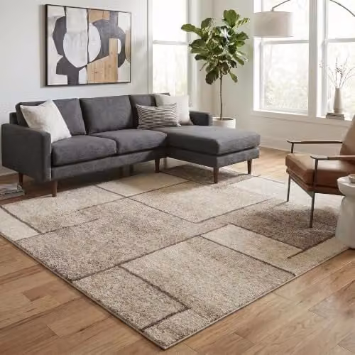 Desire Rugs Rhodes Geometric Modern Living Room Area Rug, Beige, W: 120 cm, L: 170 cm – 1