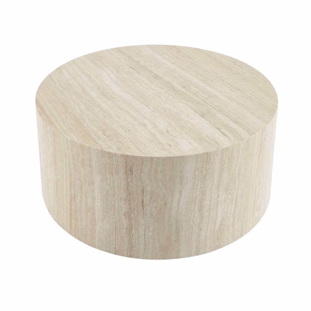 sweeek Modern Round Coffee Table with Glass Top in Beige, Diameter: 80 cm, Height: 35 cm – 2