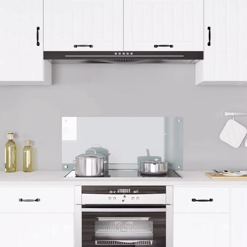 Berkfield Home Transparent Tempered Glass Kitchen Backsplash, W: 90 cm, H: 40 cm – 2