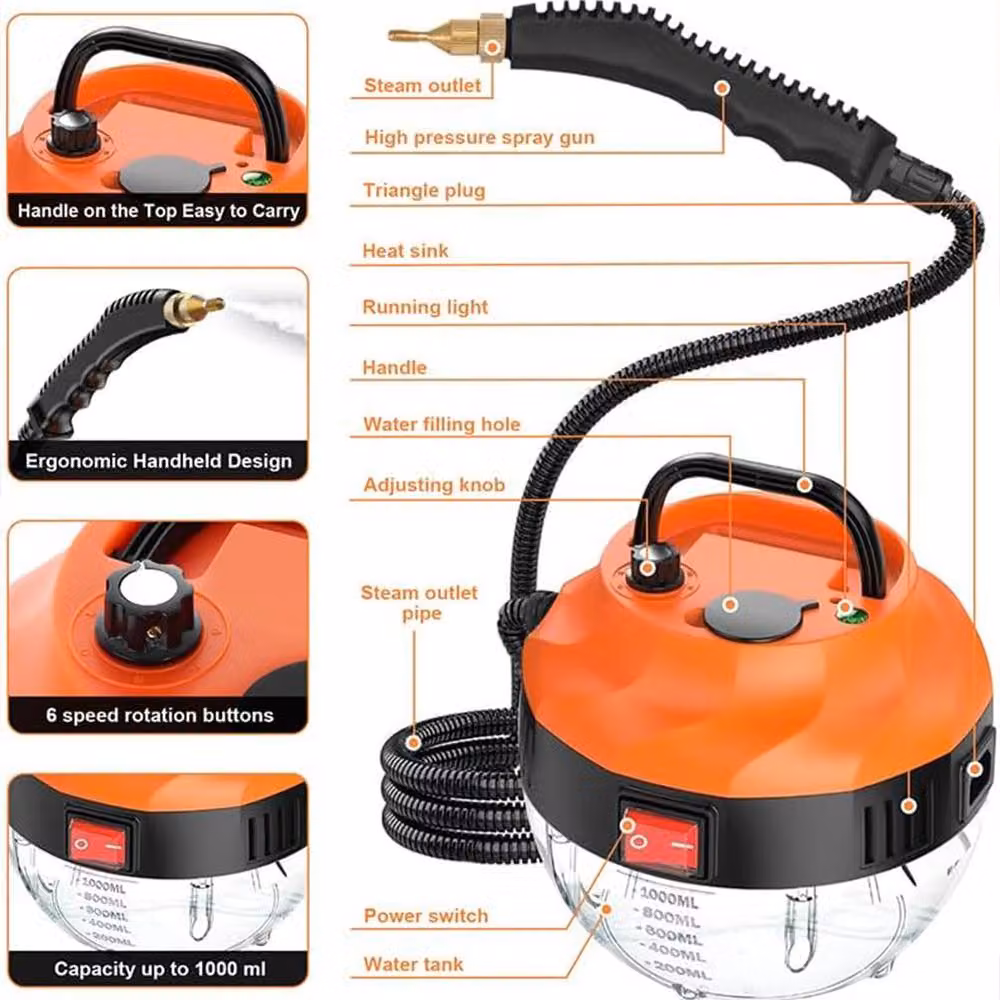 SPETLEK 3800W Handheld Steam Cleaner in Orange, W/D/H: 100 x 60 cm – 3