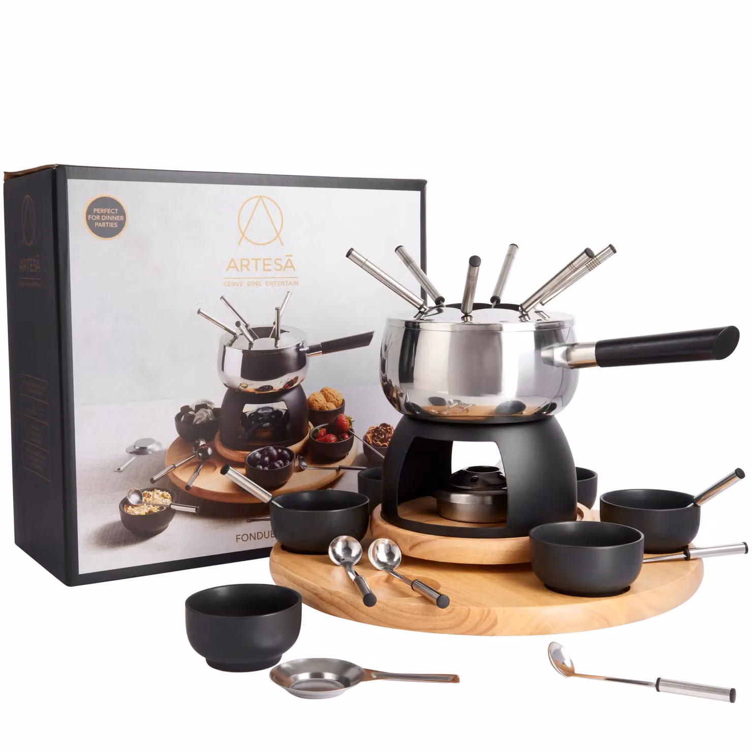 Artesa Six Person Party Fondue Set in Silver – 9