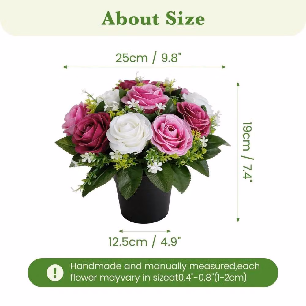 SPETLEK 2 Pack Purple Silk Artificial Rose Grave Flowers for Condolence – 2